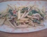 A picture of step 4 of Bacon and Mushroom Curry Cream Penne.