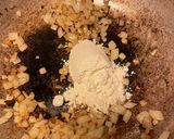 A picture of step 2 of Cabbage Schnitzel (with mushroom gravy).