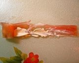 A picture of step 4 of Flower Shaped Appetizers! Easy Cured Ham and Cream Cheese Roses.