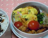 A picture of step 5 of Rolled Omelette with Kamaboko Fish Cakes and Green Onions for Lunchboxes.