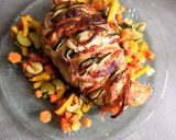 Une image de l'étape 4 de Rôti de porc courgettes, tomates, mozzarella.