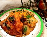 A picture of step 4 of Chicken with potatoes in the oven.