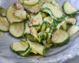 A picture of step 2 of Zucchini with Bonito Flakes, Mayonnaise, and Wasabi.