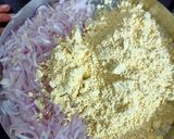 A picture of step 1 of Kanda Bhaji.