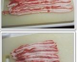 A picture of step 1 of Shiso Leaf and Pork Belly Rolls.