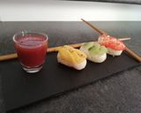 Une image de l'étape 6 de Sushis de riz au lait aux fruits et son coulis.