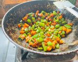 A picture of step 3 of Vegetable Chinese fried rice.