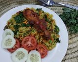 A picture of step 3 of Kale fried rice.