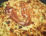 A picture of step 5 of Hiroshima-Style Okonomiyaki with Crispy Noodles.