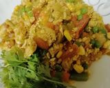A picture of step 3 of Chicken minced with mixed veggies.