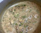 A picture of step 5 of Mushroom mattar curry with coconut flavour.