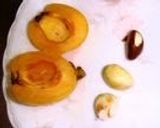 A picture of step 2 of Annin Dofu (Almond Flavored Jelly) with Loquat Kernels.