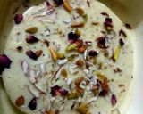 A picture of step 8 of Kulfi flavoured tres letches cake.