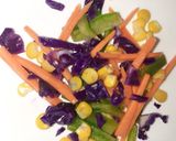A picture of step 2 of Paneer salad with teriyaki sauce.