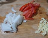 A picture of step 1 of Schezwan bread sandwich.