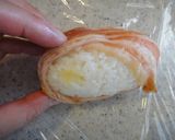 A picture of step 4 of Easy Meat Wrapped Cheese Onigiri Using Kitchen Parchment Paper.