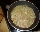 A picture of step 1 of Azerbaijani chicken- onion omelette.