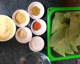 A picture of step 1 of Arbi leave pakoda.