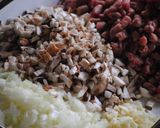 A picture of step 1 of Bolognese (Meat Sauce Spaghetti).