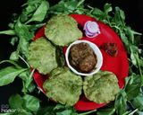 A picture of step 6 of Palak puri with raw banana Tikki masala.