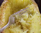 A picture of step 5 of Whole Wheat Spaghetti, Spaghetti Squash, Japanese Eggplant, Capers and Toasted Almonds.