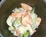 A picture of step 6 of Daikon Radish and Salmon with Wasabi, Mayonnaise, and Soy Sauce Dressing.