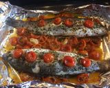 A picture of step 4 of Sea Bass with cherry tomatoes al cartoccio.