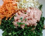 A picture of step 1 of Chicken and Kale Eggrolls.