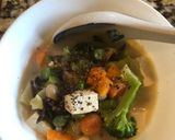 A picture of step 3 of Canh Kiểm (Vietnamese Coconut Vegetable Soup).