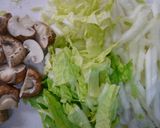 A picture of step 2 of Cream Soup Of Salmon Balls, Chinese Cabbage And Mushroom.