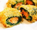 A picture of step 10 of Cheese-Flavored Fried Salmon and Spinach.