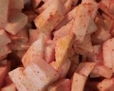 A picture of step 1 of Yam stir fry (In Malayalam…chena mezhukkupuratty).