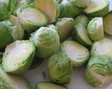 A picture of step 1 of Seasoned Brussels Sprouts with Bonito Flakes.