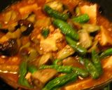 A picture of step 5 of Soft Simmered Ground Chicken, Atsuage, and Eggplants.