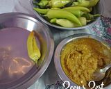 A picture of step 2 of Mirch Pakoras with dry Coconut and Tamarind.