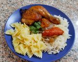 Une image de l'étape 24 de Poulet rôti aux légumes accompagné de riz basmati au beurre et de farfalles au beurre 🍴.