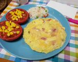 Foto del paso 3 de la receta Tortilla de patata y pavo individual con arroz tres delicias