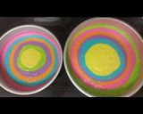 A picture of step 3 of Paint drip neon tie dye birthday cake😆.