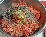 A picture of step 2 of Ground Pork, Bean Sprout, and Salted Konbu Tsukune Patties.