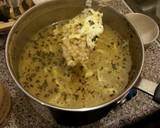 A picture of step 3 of Basil egg drop couscous soup.