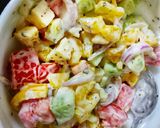 A picture of step 6 of Greek salad with ranch dressing.