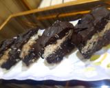 A picture of step 5 of 3 layered coconut 🥥 brownie sticks.