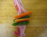 A picture of step 4 of Great for Bentos too! Vegetable and Pork Rolls Marinated in Nanban Sauce.
