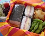 A picture of step 15 of Spam Musubi.