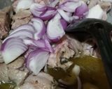 A picture of step 3 of Alo baingan gosht (mutton gravy).