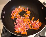A picture of step 1 of Bacon, seafood bamboo seasoned rice.