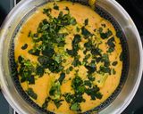 A picture of step 9 of Sharagwani Shing Nu Shaak (Moringa curry).