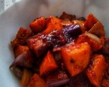 A picture of step 8 of Potato and Eggplant in Red Sauce and Sweet Soy Sauce.