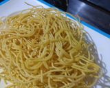 A picture of step 4 of Besan sev.