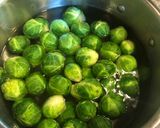 A picture of step 1 of Pan fried Brussels sprouts.